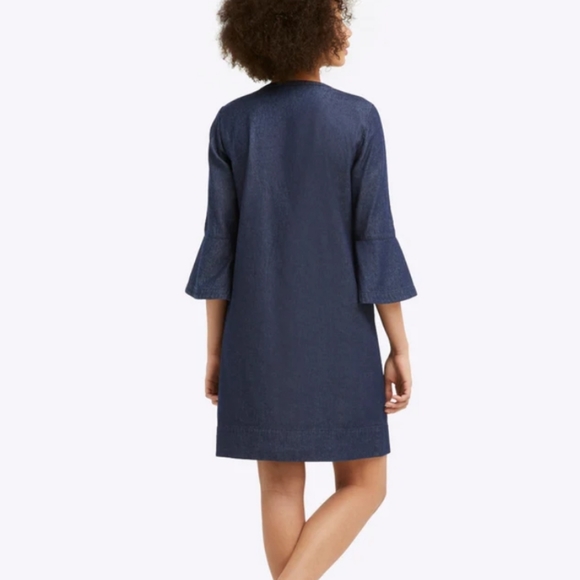 Draper James Chambray Ruffle Bell Sleeves Shift Dress Women's 4 NWT - Picture 4 of 10